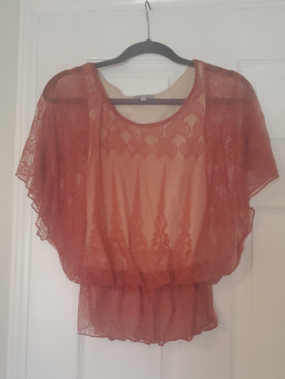Charlotte Russe Burnt Orange Lace Blouson Top